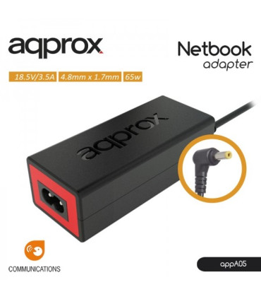 CARGADOR APPROX ESPECIFICO PARA PORTATIL HP 65W ADAP. 18.5V/
