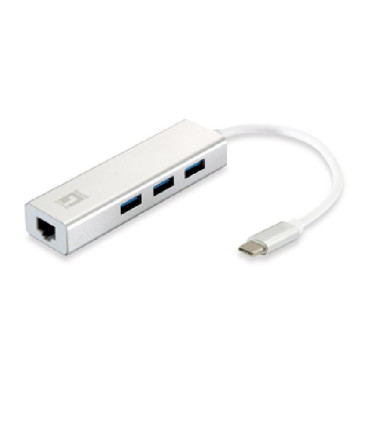 ADAPTADOR USB-C A GIGABIT ETHERNET RJ45 LEVEL ONE CON HUB US