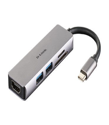 HUB USB-C D-LINK A 2 PUERTOS USB3.0 +1 HDMI + LECTOR DE TARJ