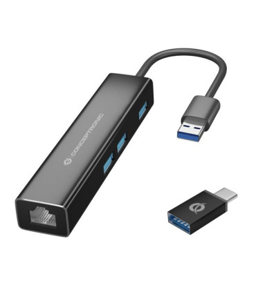 ADAPTADOR USB A GIGABIT ETHERNET RJ45 CONCEPTRONIC CON HUB U